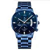 Nibosi Brand Quartz Chronograph Mens Watches Stainless Steel Band Fashion Trendy Watch Luminous Date Life Waterproofwatches257L