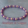 MG1968 6 MM Amethyst & Untreated Copper Wrist Mala Bracelet Master Healer Energy Protection Crystal Gemstone Jewelry