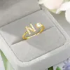 A-Z Letter Initial Name Alphabet Ring Adjustable Opening 14k Yellow Gold Iced Out CZ Rings Female Party Jewelry Gift