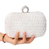 Worl-Women Torba Dwórz boczna koralika Perła Pearl Clutch Evening Torka koralika torebka Beżowa biała perełki Pearl Clutch Bag shoul283d