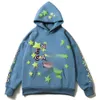 Kanyess Felpa con cappuccio Designer Fashion Uomo Felpe Spring Star Foam Felpa con cappuccio stampata con maglione in peluche Pullover blu minerale da uomo e da donna