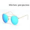 Lunettes de soleil de style de la plus haute qualité pour hommes femmes monture en alliage lentille en verre miroir double pont lunettes rétro avec boîte et 268K