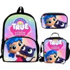 BASSE SCUOLA BULEFLYER Cartoon Vero e Rainbow Kingdom 3pcs impostato per gli adolescenti Forniture per zaino BookBag Lovely Satchel265i