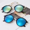 Fashion Classic Round Sunglasses Gold Metal Frame Eyewear Designer Mirror Sun Glasses Men Women Flash Shades l8s with case272o