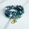 MG2030 Nieuwe Ontwerp Mosagaat Amethist Rozenkwarts 108 Mala Om Charm Womens Yogi Armband Meditatie Balans Sieraden