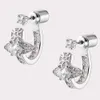 Designer Viviene Westwood Nouvelle Viviennewestwood Nanas Même Western Empress Dowager Water Diamond Saturn Boucles d'oreilles ouvertes pour femmes Advanced Feel Full Diamond Plane