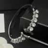 Bracciali rigidi di design Bracciale con lettera di marca da donna Bracciale in cristallo argento placcato oro Bracciale per gioielli in acciaio inossidabile Regalo d'amore per matrimoni