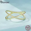 Eheringe 14K vergoldeter X-Ring, zierlicher minimalistischer Kreuzring aus 925er Sterlingsilber für Frauen, Versprechensschmuck SCR543 231208
