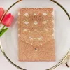 10x Rose Gold Silver Glitter Hollow Diamond Card Laser Cut Wedding Invitation Cards Greating Pocket Invite Party Birthday3110