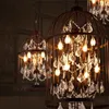 Pendantlampor Retro Crystal Bird Cage Chandelier Black Iron Art Personaliserad klädbutik Cafe Decoration Hanging Lamp E14 BULB 263P