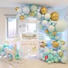124pcs Set Macaron Blue Pastel Balloons Garland Arch Kit Confetti Birthday Wedding Baby Shower Anniversary Party Decoration240m