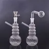 Espiral Padrão Vidro Queimador de Óleo Bong Hookah 14mm Joint Thick Pyrex Dab Rig Hookah Recycler Bongos de Água para Fumar com Downstem Oil Burner Pipe 2pcs