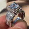 2023 New Band Rings 925 Sterling Silver Princess Cut 3ct Lab Diamond Ring Jewelry Engagement Wedding wedingsing whends womemal men man party 선물