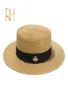 レディースサンフェドラハットスモールビーストローハットヨーロッパとアメリカンレトロゴールド編み帽子女性サンシェードフラットキャップバイザー帽子rh 212751646
