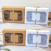 Wrap Prezent 12PCS Lot Kraft Paper Candy Box Favor Pvc Clear Window Dookies Treats Christmas Year Party Dekoracja 316f