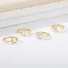 A-Z Letter Initial Name Alphabet Ring Adjustable Opening 14k Yellow Gold Iced Out CZ Rings Female Party Jewelry Gift