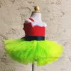 Natal crianças perormance trajes meninas cabelo verde grinch cosplay vestidos de festa natal crianças rendas tule tutu vestido z5917