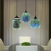 Modern 3D Colorful Nordic Starry Sky Hanging Glass Shade Pendant Lamp Lights E27 LED för Kitchen Restaurant Living Room276R