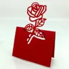 100pcs / lot Rouge Rose Table Décoration Place Carte De Mariage Décoration Laser Cut Coeur Floral Vin Verre Papier Place Cards265H