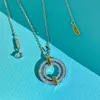 designer necklace pendant necklaces for woman fashion jewelry Double circle 18K gold silver diamond chain designer jewellry lady girl birthday party wedding gift