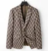 Western Giyim Erkekleri Luxury G Baskı yaka Blazers tasarımcısı Sonbahar Ceketler İnce Çizgili Ekose Geometri Patchwork Windbreaker Katlar Erkek Elbise Takım Dış Giyim