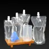 100pcs 30ml-600ml Transparent Stand up Spout Beverage Bags Plastic Spout Pouches for Party Wedding Fruit Juice Beer with Funnels 22694