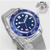 VS Factory producerar 007 -serie Mäns klockor 42 mm diameter Blue Dial 8806 Movement Sapphire Montre de Luxe Fine Steel Band Mechanical Automatic Men's Wristwatches