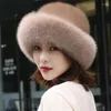 Beanie Skull Caps Inverno Mulheres Faux Fur Hat Lady Cap Quente com Brim Earmuffs304T