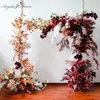 Decorative Flowers & Wreaths Custom Orange Burgundy Artificial Flower Row Arrangement Wedding Arch Party Scene Layout Decor Event 203S