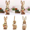 Statue de lapin debout en paille artificielle de 12 pouces, avec carotte, pour fête à thème de Pâques, fournitures de décoration de jardin, 21091310P