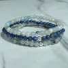 MG2022 4 MM Kiwi Jasper Lapis Lazuli Amazonite Bracelet Set Womens Mini Gemstone Wrist Mala Jewelry