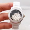 Women Ceramic Watch 3D Camellia Fashion Casual Women's Quartz Analog Wrist Watch Gift256Z