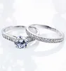 Storlek 6 7 8 9 10 Diamantförlovningsringar för kvinnor Två stycken Set Wedding Ring Set Couple