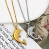 stainless steel necklace women's fashion versatile pendant clavicle chain Trendy vintage little dolphin pendant cute animal jewelry