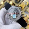 Top Quality Men relógios 116588 TBR 116598 18k Gold Eye of the Tiger Diamond Watch Cosmograph Rubber Band Relógio de pulso automático No C2682