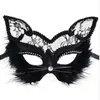 19 8cm Masques de renard Masque de chat en dentelle sexy PVC Noir Blanc Femmes Mascarade vénitienne Masque de fête QERFORMANCE Fun Masks297y