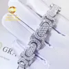 Nowy projekt 15 mm mody ognia lśniąca biżuteria 925 Solidne srebrne losowane mrożone bip hop moissanite Diamond Bransoletka łańcucha łącza