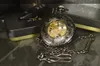 Taschenuhren Antik 1 Stück/Los Steampunk Hohl 4,5 cm Handaufzug Mechanische Taschenuhr Schwarz für Herren Halskette Kette Hochzeit Skelett 231208