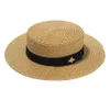 Sombrero de ala ancha tejido a la moda, gorra de paja ancha a la moda con abeja de Metal dorado, visera plana para padres e hijos, sombrero de paja tejido 9394210