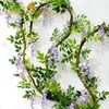 Fleurs artificielles de glycine, 5 pièces de Long, 2M 78 7 pouces de haut, fleurs décoratives en rotin, en soie, pour mariage à la maison, 258b