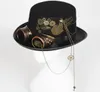 Steampunk Hat with Goggles Vintage Men Black Top Gothic Halloween Women Fedora Chains Elegant Head Wear Costume Party 2204026951709