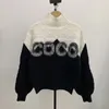 Pull à col roulé avec lettres noires et blanches, couleur contrastée, haut de gamme, personnalisé, tricot féminin C