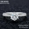 Bröllopsringar Nkhog Real 3 karatringar för kvinnor 925 Sterling Silver Classic 6 Claws Engagement Band Jewelry Romantic Wedding Ring 231208