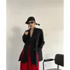 Damskie garnitury Blazery M-4xl Streetwear Blazer Women Ribbon Slit Kurtka Krea Koreańska Greary Ogabrywa Elegancka Casual All Match Emodear Spring Autumn 231208