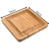 Bamboo Cheese Board Set With Cutlery In Slide-Out Drawer Including 4 Stainless Steel LNIFE and Serving Utensils253u