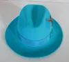 MEN039S FASION FEDORAS WOOL CAP MALE Lake Blue Jazz Classic Light Fedora Hat Godfather Cowboy B8119 Wide Brim Hats6535877