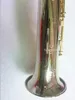 Ny högkvalitativ rak sopransaxofon W037 B Flat Professional Musical Instruments Sax Mässing Nickel Silverpläterad med fodral