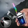 Encendedor de Metal con pulso de Plasma de doble arco, resistente al agua y al viento, con carga USB, herramienta para cigarros con detección táctil sin llama, regalos de alta gama