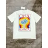 カサブランカデザイナーメンティーサマーラウンドネックカラーマッシュルームプリントTシャツ白い半袖Tシャツカサブランポロス
