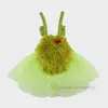 Costumes de bébé de Noël bébé filles amour coeur broderie dentelle tulle robe à bretelles Noël infantile vert cheveux monstre cosplay robes Z5915